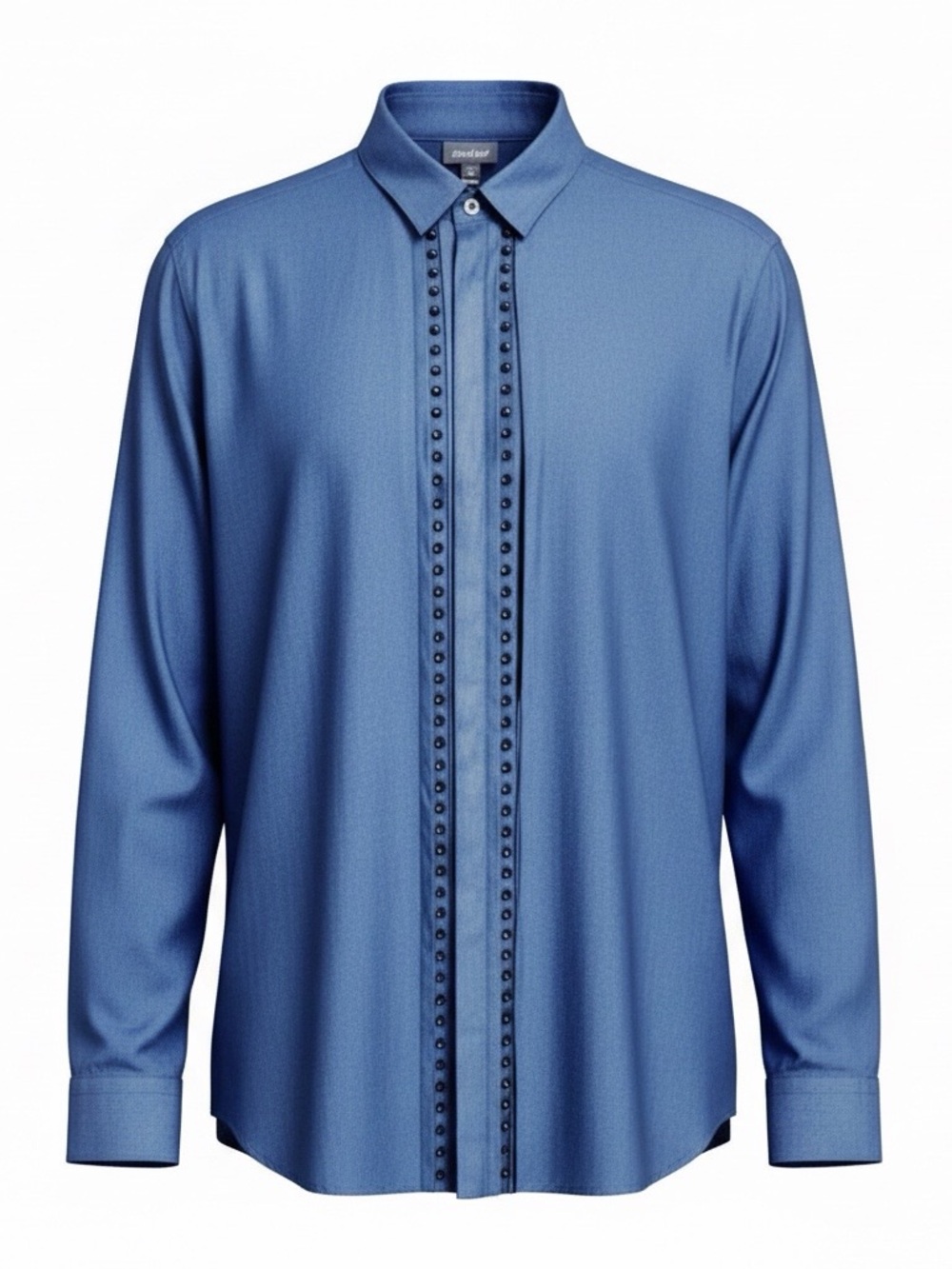Just Cavalli Men’s Shirt | Blue |  Studded Front Detail | Rock Star | Italy